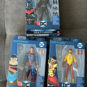 Mattel DC Multiverse Superman & Kid Flash Action Figures - Blue, Red, Yellow